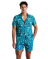 Original Penguin Men's All-Over Agave Print Tile Shirt