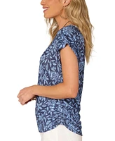 Democracy Women's Printed Cap-Sleeve Top