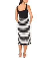 Vince Camuto Women's Striped Relaxed Pull-On Midi Skirt