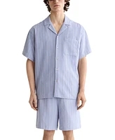 Scotch & Soda Men's Relaxed Fit Short Sleeve Tonal Striped Button-Front Pocket Shirt