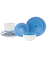 Godinger Spiral Blue 12-pc Porcelain Dinnerware Set