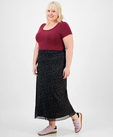 Hippie Rose Trendy Plus Pull-On Mesh Midi Skirt