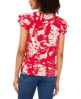 Sam & Jess Women's Printed Flutter-Sleeve Top