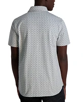 Karl Lagerfeld Paris Men's Short Sleeve Geo Pattern Button-Front Shirt