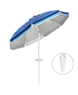 Gymax 7.2ft Beach Umbrella Outdoor Patio Garden w/ Carrying Bag Sand Anchor