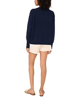 Vince Camuto Women's Cotton Crab Crewneck Relaxed Sweater