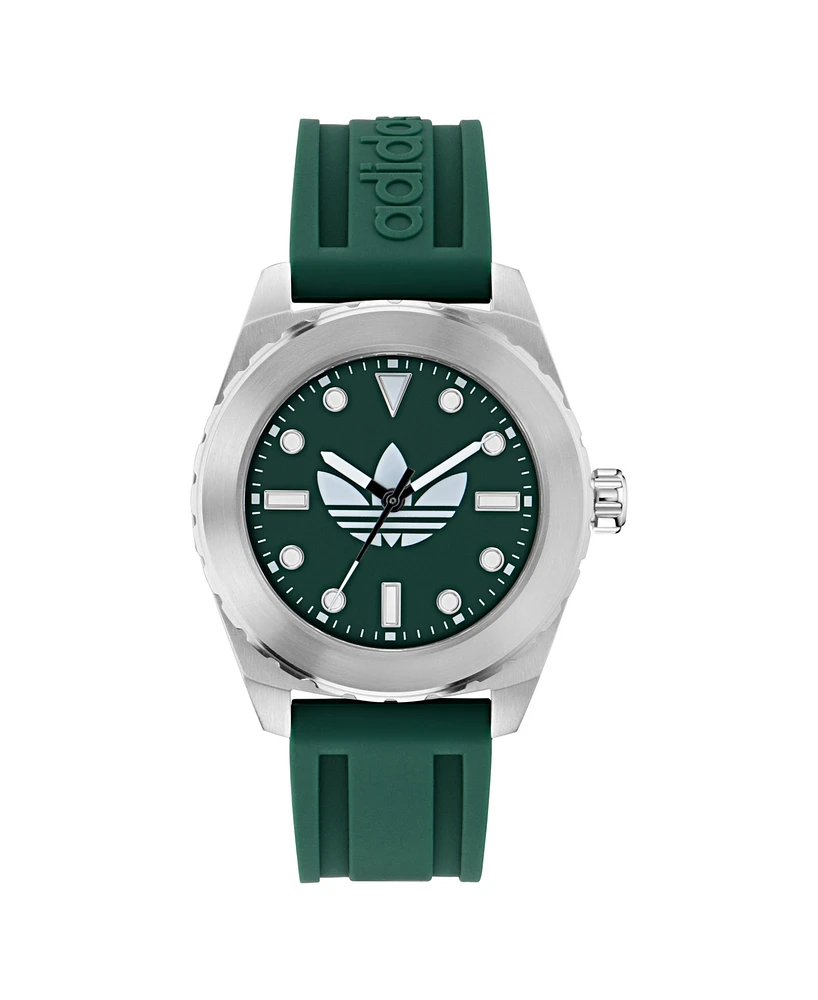 adidas Unisex Analog Green Silicone Watch, 44mm