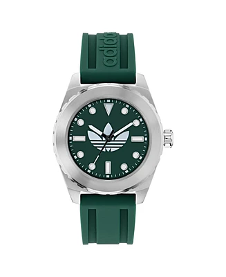adidas Unisex Analog Green Silicone Watch, 44mm