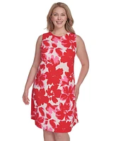 Jessica Howard Plus Floral-Print Sleeveless Shift Dress