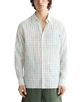 Scotch & Soda Men's Long Sleeve Voile Dash Print Button-Front Shirt