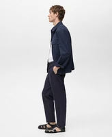 Mango Men's Seersucker Cotton Pants