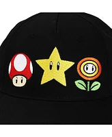 Super Mario Men's Brothers Power-Ups Black Traditional Adjustable Hat