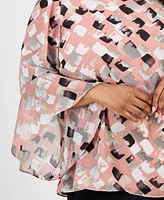 Kasper Plus Printed Bell-Sleeve Blouse