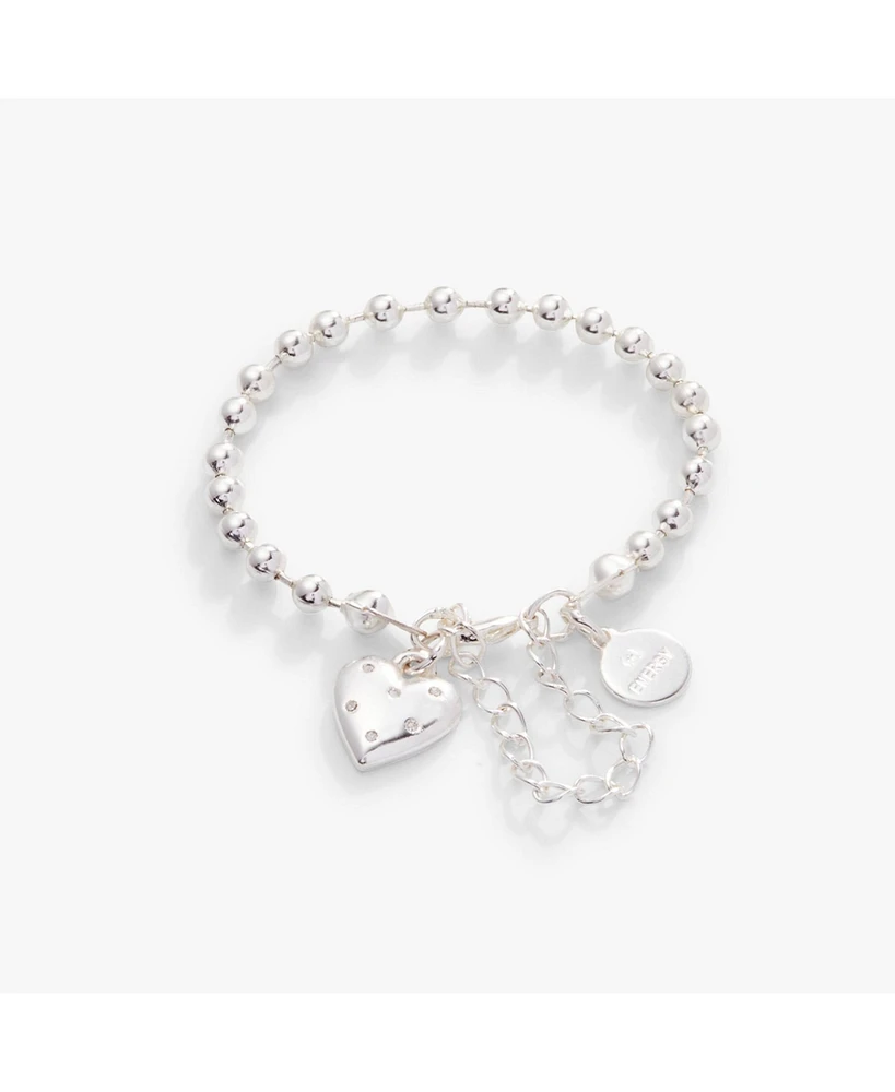 Heart Ball Chain Bracelet Adjustable