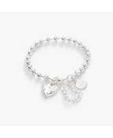 Heart Ball Chain Bracelet Adjustable