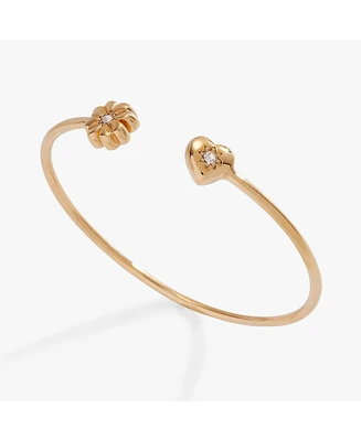 Love Luck Heart And Clover Flex Cuff Bracelet