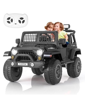 Funtok 12V 7AH 2-Seater Ride-On Car for Kids with Remote Control, Electric Truck with Music, Led Lights & Safety Features