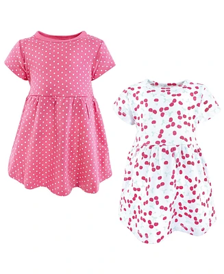 Hudson Baby Girls Cotton Dresses, Cherries