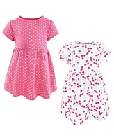 Hudson Baby Girls Cotton Dresses, Cherries