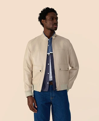 Furniq Uk Men's Men s Leather Bomber Jacket, Created for Macy