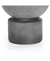 LuxenHome Gray with Speckled Black Resin Round Bubbler 18.5" Tall Outdoor Fountain with Lights