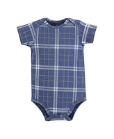 Hudson Baby Boys Cotton Bodysuits 5-Pack, Plaid Necktie