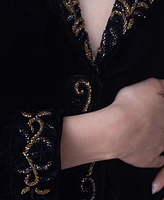Raas Women's Black Velvet Embellished Blazer Dress