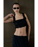 WeWoreWhat Women's Ruffle Button Crop Top