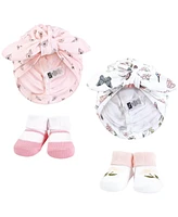 Hudson Baby Baby Girls Hudson Turban and Socks Set, Hummingbird Garden, One