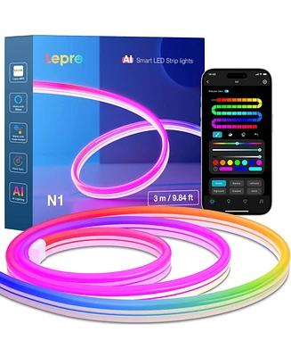 Lepro N1 Ai Smart Rgb Rope Lights, LightBeats Music Sync, Color Segment Diy, Voice Control Via App