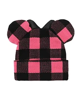 Disney Minnie Mouse Ears Pink Plaid Cuff Beanie