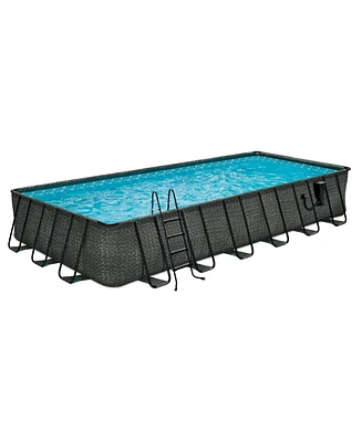 Funsicle 24'x12'x52" Oasis Rectangle Outdoor Above Ground Swimming Pool, Gray