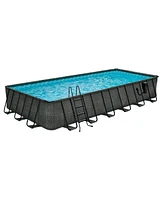 Funsicle 24'x12'x52" Oasis Rectangle Outdoor Above Ground Swimming Pool, Gray