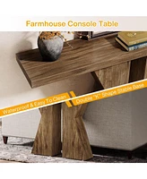 Tribesigns Farmhouse Entryway Table, 55.12 Inch Console Table Behind Sofa Table, Wood Sofa Table Narrow Hallway Table, Foyer Entry Table with K-Shaped