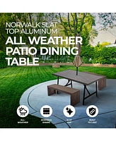 Four Seasons Courtyard Norwalk Slat Top Aluminum All Weather Patio Dining Table