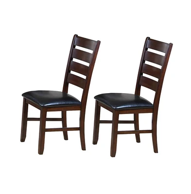 Faux Leather Slat Back Dining Chairs Set of Two for Comfortable Home Dining
