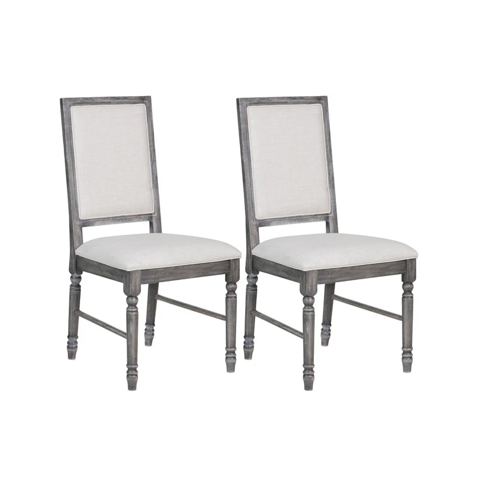 Set of Two Upholstered Linen Dining Side Chairs