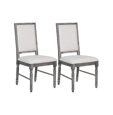 Set of Two Upholstered Linen Dining Side Chairs