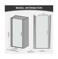 Zachvo Pivot Frameless Shower Door with Clear Glass
