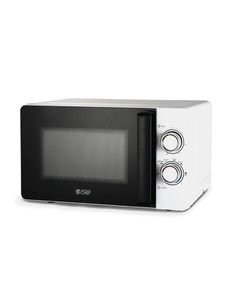 Commercial Chef Small Microwave 0.7 Cu. Ft. Countertop Microwave with Mechanical Control, White Microwave with 6 Power Levels, Outstanding Portable Mi