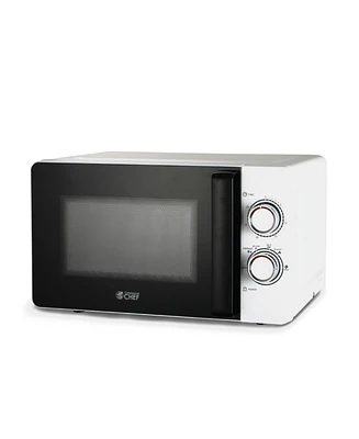 Commercial Chef Small Microwave 0.7 Cu. Ft. Countertop Microwave with Mechanical Control, White Microwave with 6 Power Levels, Outstanding Portable Mi