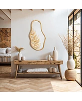 LuxenHome Natural Pine Wood Frame Oblong Irregular Wall Mirror, Accent and Vanity