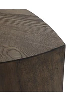 LuxenHome 2-Piece Teardrop Drum Wood Side Tables Set in Walnut Finish