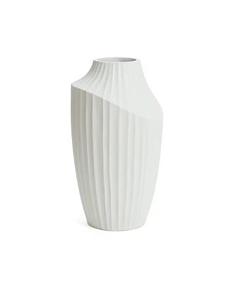 LuxenHome White MgO Modern Abstract Sculpture 20-Inch Tall Vase