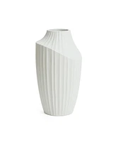 LuxenHome White MgO Modern Abstract Sculpture 20-Inch Tall Vase