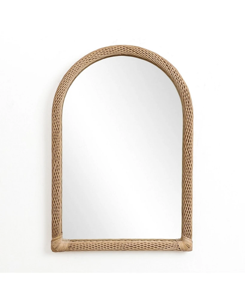 LuxenHome Bamboo Frame Arch Rectangle Accent Wall and Vanity Wall Mirror