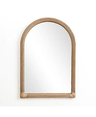 LuxenHome Bamboo Frame Arch Rectangle Accent Wall and Vanity Wall Mirror