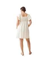 Ingrid + Isabel Maternity Ingrid + Isabel Materniy Madeline Flutter Sleeve Dress Buttermilk Xl