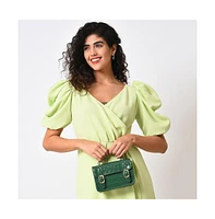Women's Green Textured Leather Handbag