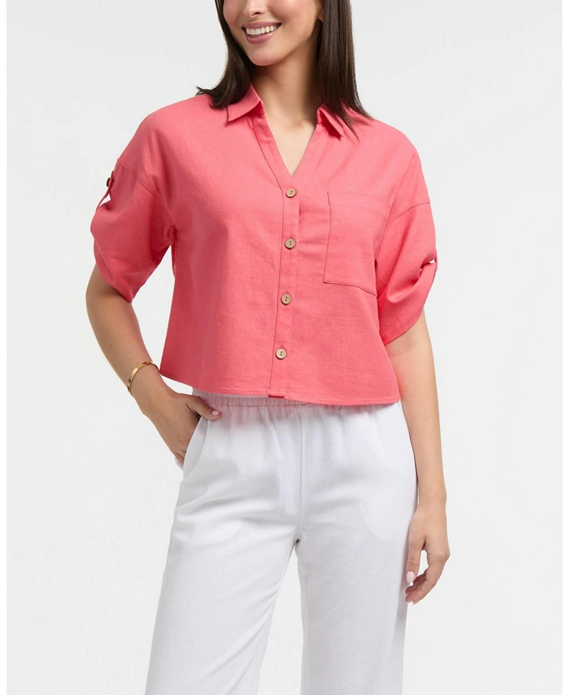 Ellen Tracy Women's Camp Shirt with Button Front